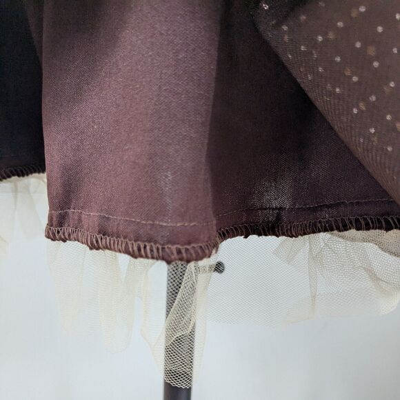 Vintage Mini Dress Y2K Polka Dot Retro Rockabilly Stapless Flare Tulle Brown 8 - Picture 9 of 13